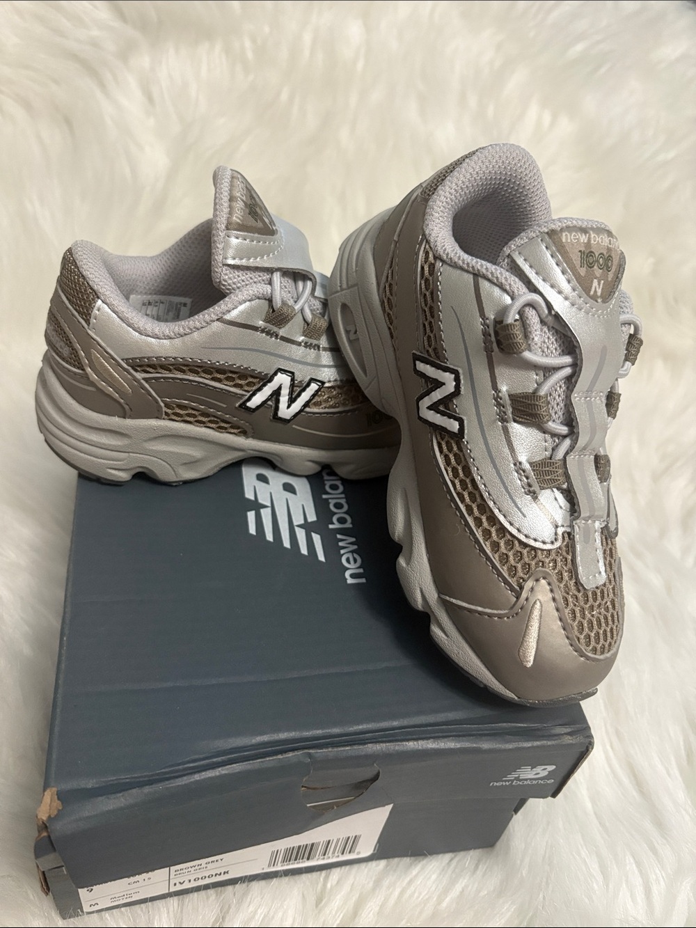 New Balance Kids Metallic Silver & White 1000 Sneaker